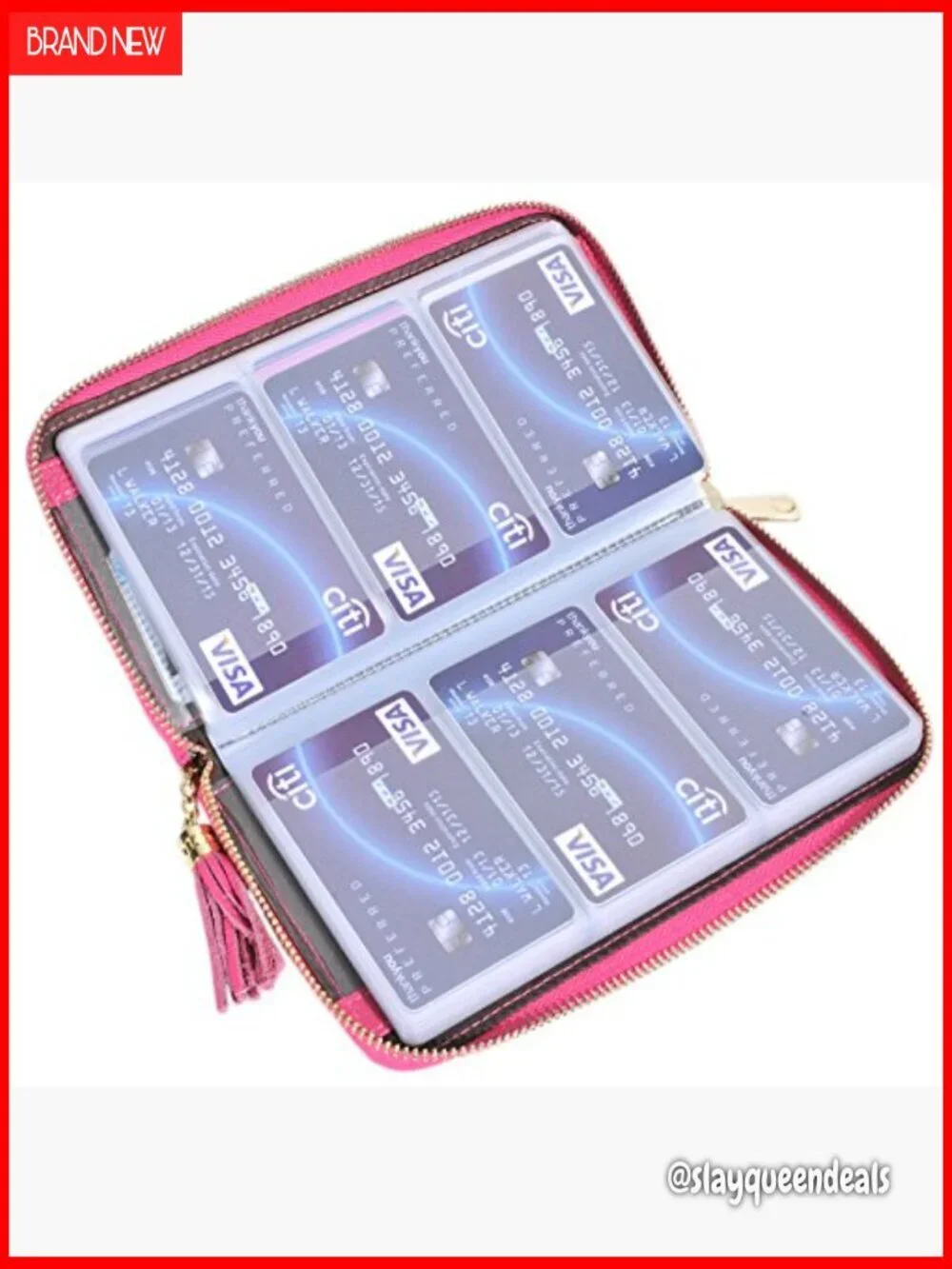 Leather RFID Blocking Card Holder Wallet with 60 Slots Zipper Case